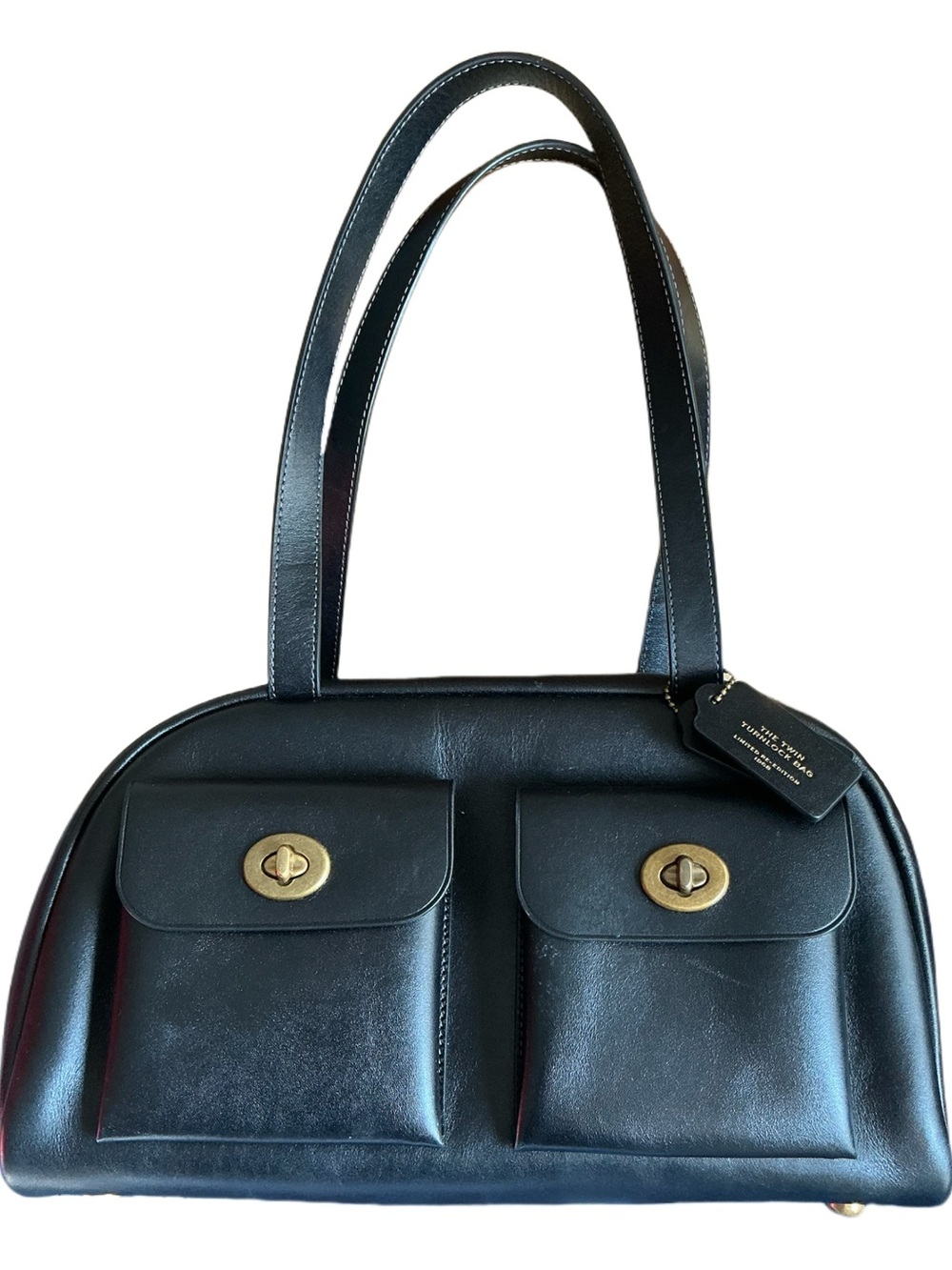 Coach Black Twin Turnlock Leather Bag Re-Release 1968